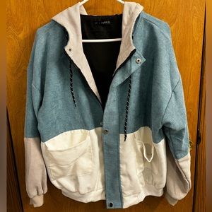 Corduroy hooded zip up jacket